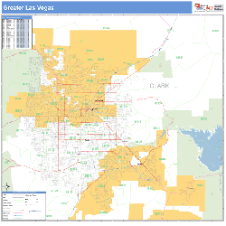 Greater Las Vegas Wall Map Basic Style 2025